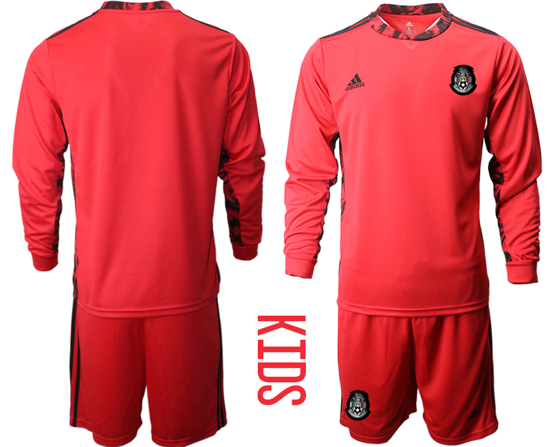 Youth 2020-2021 Season National team Mexico goalkeeper Long sleeve red Soccer Jersey